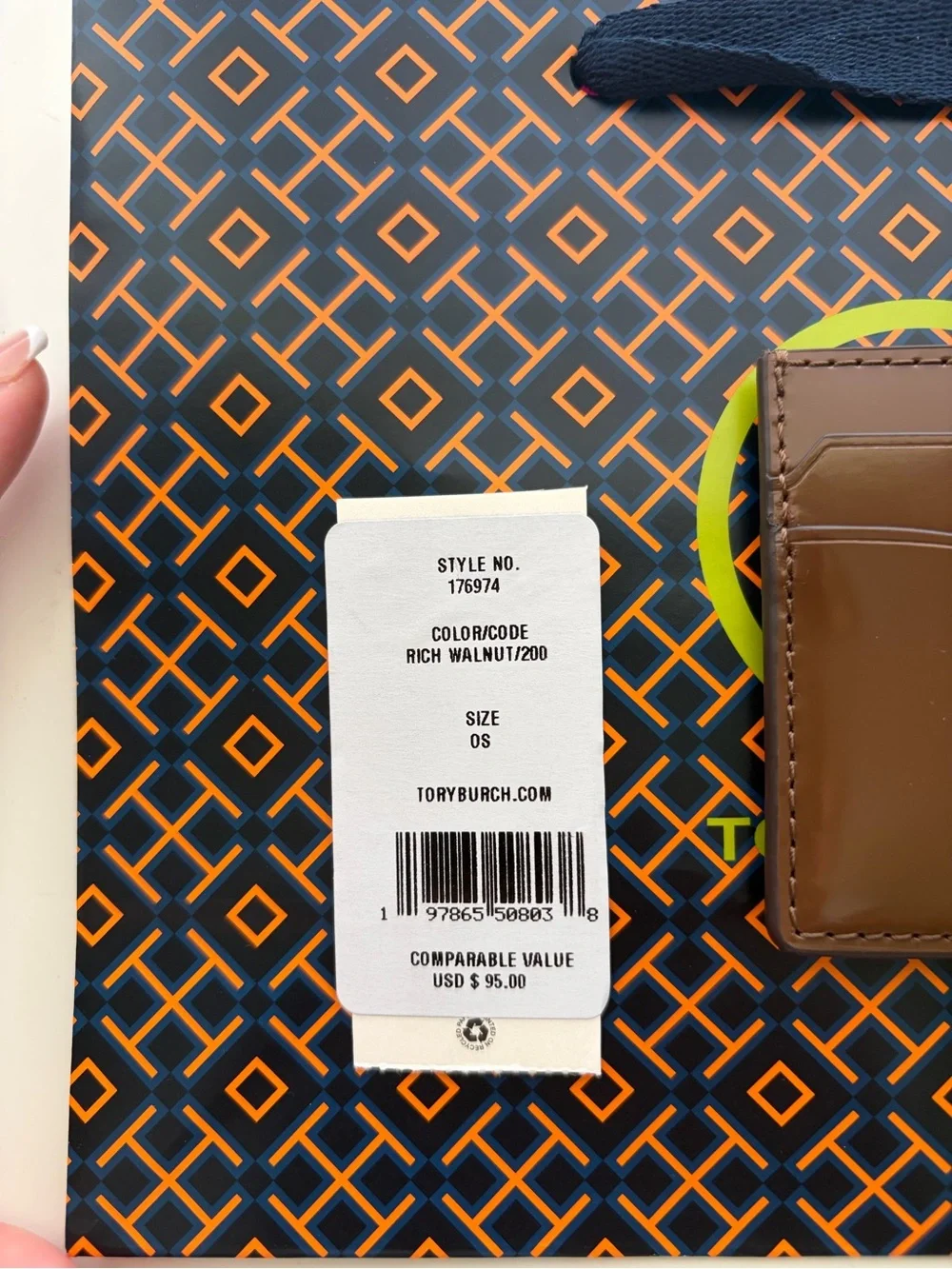 Tory Burch Rich Walnut Smooth Leather Card Holder with Gold Logo